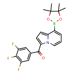 Chemical structure of (8-(4,4,5,5-Tetramethyl-1,3,2-dioxaborolan-2-yl)indolizin-3-yl)(3,4,5-trifluorophenyl)methanone , CAS 2925648-75-3, AChemBlock AD281849