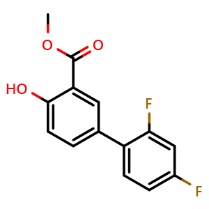 Chemical structure of Methyl5-(2,4-difluorophenyl)-2-hydroxybenzoate , CAS 55544-00-8, AChemBlock AD281851