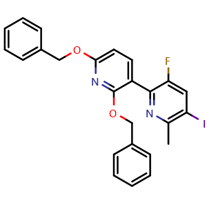Chemical structure of 2',6'-Bis(benzyloxy)-3-fluoro-5-iodo-6-methyl-2,3'-bipyridine , CAS 3038254-37-1, AChemBlock AD281867