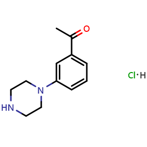 Chemical structure of 1-(3-(Piperazin-1-yl)phenyl)ethan-1-one hydrochloride , CAS 1417638-48-2, AChemBlock AD281868