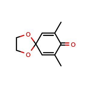 Chemical structure of 7,9-Dimethyl-1,4-dioxaspiro[4.5]deca-6,9-dien-8-one , CAS 85268-20-8, AChemBlock AD281874
