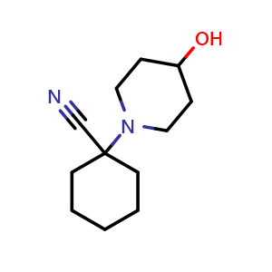 Chemical structure of 1-(4-Hydroxypiperidin-1-yl)cyclohexane-1-carbonitrile , CAS 60756-86-7, AChemBlock AD281875