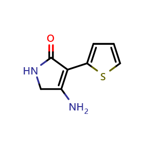 Chemical structure of 4-Amino-1,5-dihydro-3-(2-thienyl)-2H-pyrrol-2-one , CAS 1334669-09-8, AChemBlock AD281882