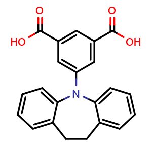 Chemical structure of 5-(10,11-Dihydro-5H-dibenz[b,f]azepin-5-yl)-1,3-benzenedicarboxylic acid , CAS 2892200-78-9, AChemBlock AD281890