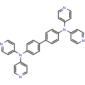 Chemical structure of N4,N4,N4',N4'-Tetra(pyridin-4-yl)-[1,1'-biphenyl]-4,4'-diamine , CAS 136527-91-8, AChemBlock AD281893