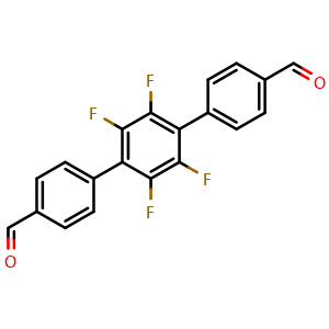 Chemical structure of 2',3',5',6'-Tetrafluoro-[1,1':4',1''-terphenyl]-4,4''-dicarbaldehyde , CAS 869959-17-1, AChemBlock AD281895