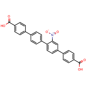 Chemical structure of 2''-Nitro-[1,1':4',1'':4'',1'''-quaterphenyl]-4,4'''-dicarboxylic acid , CAS 1659300-79-4, AChemBlock AD281896