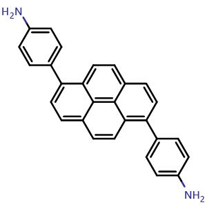 Chemical structure of 4,4'-(Pyrene-1,6-diyl)dianiline , CAS 1634668-56-6, AChemBlock AD281897
