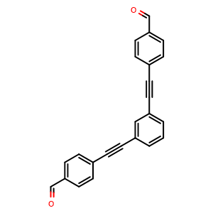 Chemical structure of 4,4'-(1,3-Phenylenebis(ethyne-2,1-diyl))dibenzaldehyde , CAS 192188-61-7, AChemBlock AD281903