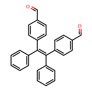 Chemical structure of (Z)-4,4'-(1,2-Diphenylethene-1,2-diyl)dibenzaldehyde , CAS 2181790-84-9, AChemBlock AD281905