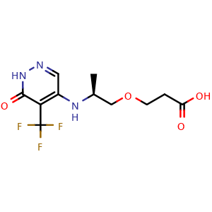 Chemical structure of 3-[(2S)-2-[[1,6-Dihydro-6-oxo-5-(trifluoromethyl)-4-pyridazinyl]amino]propoxy]propanoic acid , CAS 2381044-09-1, AChemBlock AD281908