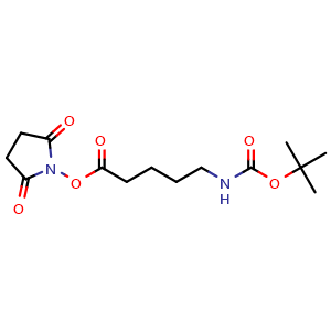 Chemical structure of 2,5-Dioxo-1-pyrrolidinyl 5-[[(1,1-dimethylethoxy)carbonyl]amino]pentanoate , CAS 82518-79-4, AChemBlock AD281915