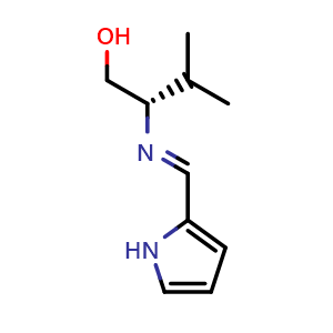 Chemical structure of (2S)-3-Methyl-2-[(E)-(1H-pyrrol-2-ylmethylene)amino]-1-butanol , CAS 2165849-21-6, AChemBlock AD281918