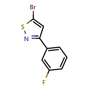 Chemical structure of 5-Bromo-3-(3-fluorophenyl)isothiazole , CAS 1779815-15-4, AChemBlock AD281919