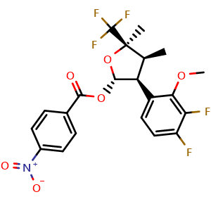 Chemical structure of (2S,3S,4S,5R)-3-(3,4-Difluoro-2-methoxyphenyl)-4,5-dimethyl-5-(trifluoromethyl)tetrahydrofuran-2-yl 4-nitrobenzoate , CAS 2875066-49-0, AChemBlock AD281924