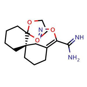 Chemical structure of (S)-5,6-Dihydro-4H-dispiro[benzo[c]isoxazole-7,1'-cyclohexane-2',2''-[1,3]dioxolane]-3-carboximidamide , CAS 2936672-01-2, AChemBlock AD281931