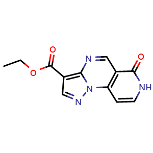 Chemical structure of Ethyl 6,7-dihydro-6-oxopyrazolo[1,5-a]pyrido[3,4-e]pyrimidine-3-carboxylate , CAS 148191-32-6, AChemBlock AD281934