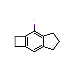 Chemical structure of 3-Iodo-2,4,5,6-tetrahydro-1H-cyclobuta[f]indene , CAS 2271393-82-7, AChemBlock AD281942