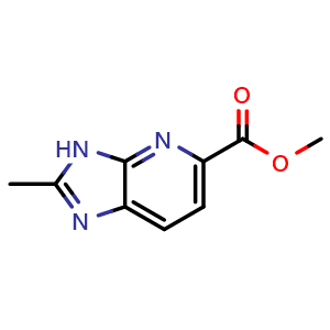 Chemical structure of Methyl 2-methyl-3H-imidazo[4,5-b]pyridine-5-carboxylate , CAS 219763-98-1, AChemBlock AD281959