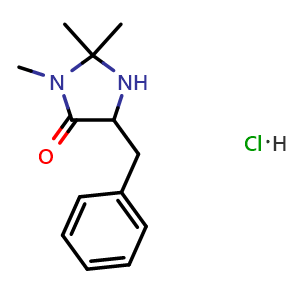 Chemical structure of 5-Benzyl-2,2,3-trimethylimidazolidin-4-one hydrochloride , CAS 1227203-49-7, AChemBlock AD281964