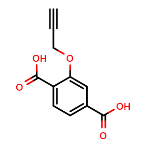 Chemical structure of 2-(2-Propyn-1-yloxy)-1,4-benzenedicarboxylic acid , CAS 181022-09-3, AChemBlock AD281975