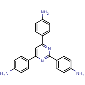 Chemical structure of 4,4',4''-(Pyrimidine-2,4,6-triyl)trianiline , CAS 136009-19-3, AChemBlock AD281981