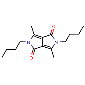 Chemical structure of 2,5-Dibutyl-3,6-dimethyl-2,5-dihydropyrrolo[3,4-c]pyrrole-1,4-dione , CAS 2298413-87-1, AChemBlock AD281985