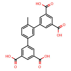 Chemical structure of 4'-Methyl-[1,1':3',1''-terphenyl]-3,3'',5,5''-tetracarboxylic acid , CAS 2231418-80-5, AChemBlock AD281989