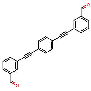 Chemical structure of 3,3'-(1,4-Phenylenebis(ethyne-2,1-diyl))dibenzaldehyde , CAS 909103-56-6, AChemBlock AD281994