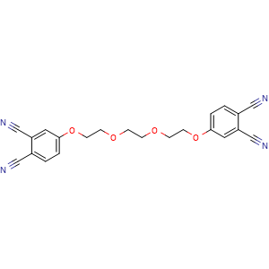 Chemical structure of 4,4'-(((Ethane-1,2-diylbis(oxy))bis(ethane-2,1-diyl))bis(oxy))diphthalonitrile , CAS 443679-21-8, AChemBlock AD281997