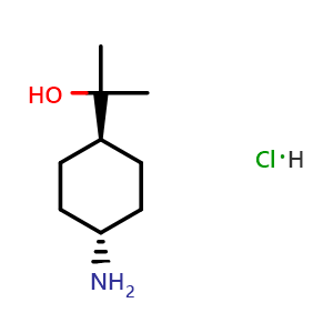 Chemical structure of rel-2-((1r,4r)-4-Aminocyclohexyl)propan-2-ol hydrochloride , CAS 1214899-93-0, AChemBlock AD282000