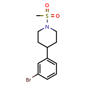 Chemical structure of 4-(3-Bromophenyl)-1-(methylsulfonyl)piperidine , CAS 1782489-29-5, AChemBlock AD282003