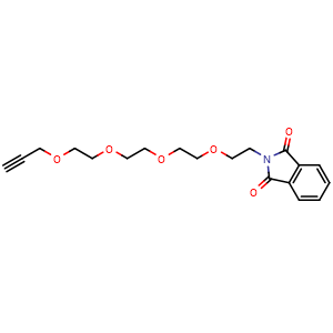 Chemical structure of 2-(3,6,9,12-Tetraoxapentadec-14-yn-1-yl)-1H-isoindole-1,3(2H)-dione , CAS 1422540-93-9, AChemBlock AD282005