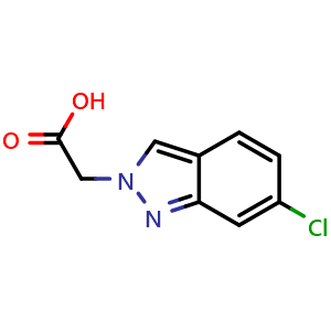 Chemical structure of 2-(6-Chloro-2H-indazol-2-yl)acetic acid , CAS 1782525-68-1, AChemBlock AD282012