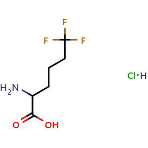 Chemical structure of 2-Amino-6,6,6-trifluorohexanoic acid hydrochloride , CAS 3069785-27-6, AChemBlock AD282013