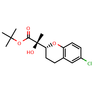 Chemical structure of tert-Butyl (S)-2-((R)-6-chlorochroman-2-yl)-2-hydroxypropanoate , CAS 2929270-93-7, AChemBlock AD282022