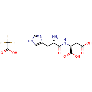 Chemical structure of L-Histidyl-L-aspartic acid 2,2,2-trifluoroacetate , CAS 170384-17-5, AChemBlock AD282023