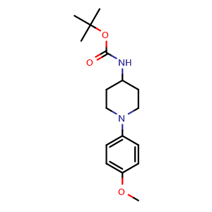 Chemical structure of 1,1-Dimethylethyl N-[1-(4-methoxyphenyl)-4-piperidinyl]carbamate , CAS 1883807-28-0, AChemBlock AD282033