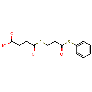 Chemical structure of 4-Oxo-4-((3-oxo-3-(phenylthio)propyl)thio)butanoic acid , CAS 2403604-67-9, AChemBlock AD282041