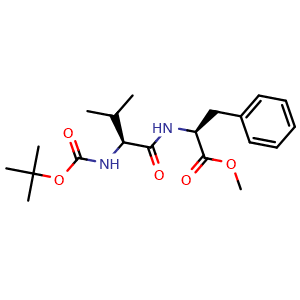 Chemical structure of N-[(1,1-Dimethylethoxy)carbonyl]-L-valyl-L-phenylalanine methyl ester , CAS 20902-47-0, AChemBlock AD282046