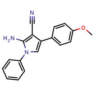 Chemical structure of 2-Amino-4-(4-methoxyphenyl)-1-phenyl-1H-pyrrole-3-carbonitrile , CAS 115998-14-6, AChemBlock AD282047