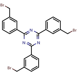 Chemical structure of 2,4,6-Tris[3-(bromomethyl)phenyl]-1,3,5-triazine , CAS 2368888-61-1, AChemBlock AD282056
