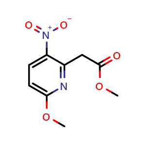 Chemical structure of Methyl 6-methoxy-3-nitro-2-pyridineacetate , CAS 450357-73-0, AChemBlock AD282068