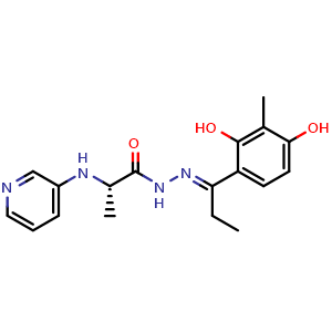 Chemical structure of N-3-Pyridinylalanine (2E)-2-[1-(2,4-dihydroxy-3-methylphenyl)propylidene]hydrazide , CAS 2460299-60-7, AChemBlock AD282072