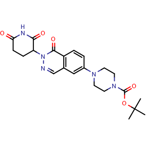 Chemical structure of tert-Butyl 4-(2-(2,6-dioxopiperidin-3-yl)-1-oxo-1,2-dihydrophthalazin-6-yl)piperazine-1-carboxylate , CAS 2753651-19-1, AChemBlock AD282075
