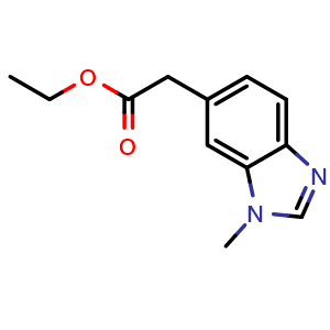 Chemical structure of Ethyl 1-methyl-1H-benzimidazole-6-acetate , CAS 2106680-39-9, AChemBlock AD282079