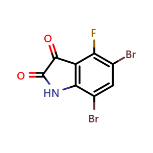 Chemical structure of 5,7-Dibromo-4-fluoro-1H-indole-2,3-dione , CAS 2168345-49-9, AChemBlock AD282080