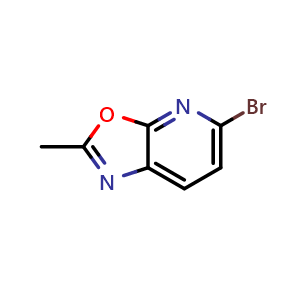 Chemical structure of 5-Bromo-2-methyloxazolo[5,4-b]pyridine , CAS 1352910-41-8, AChemBlock AD282085