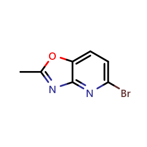 Chemical structure of 5-Bromo-2-methyloxazolo[4,5-b]pyridine , CAS 1196155-00-6, AChemBlock AD282107