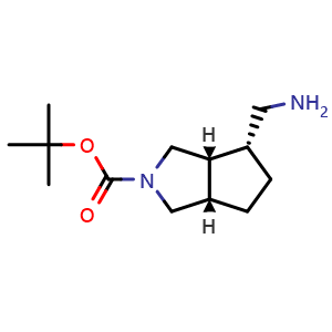 Chemical structure of rel-tert-butyl (3aR,4R,6aS)-4-(aminomethyl)hexahydrocyclopenta[c]pyrrole-2(1H)-carboxylate , CAS 1251012-52-8, AChemBlock AD282116